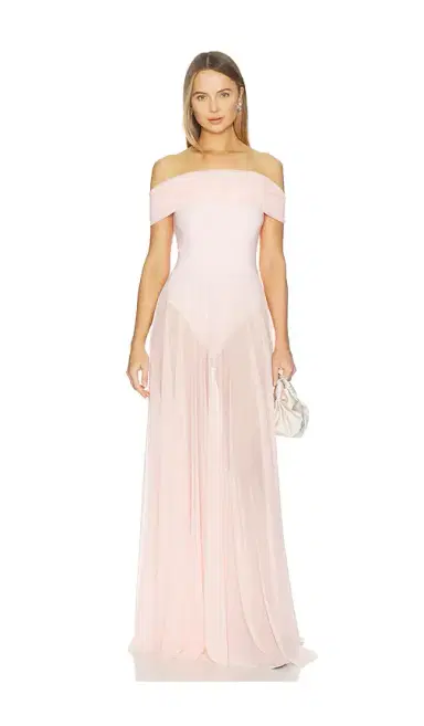 Norma Kamali Sleeveless Cowl Neck Combo Flared Gown | Thumbnail 1 Norma Kamali Sleeveless Cowl Neck Combo Flared Gown | Thumbnail 1