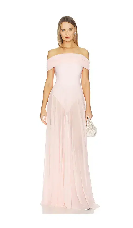 Norma Kamali Sleeveless Cowl Neck Combo Flared Gown