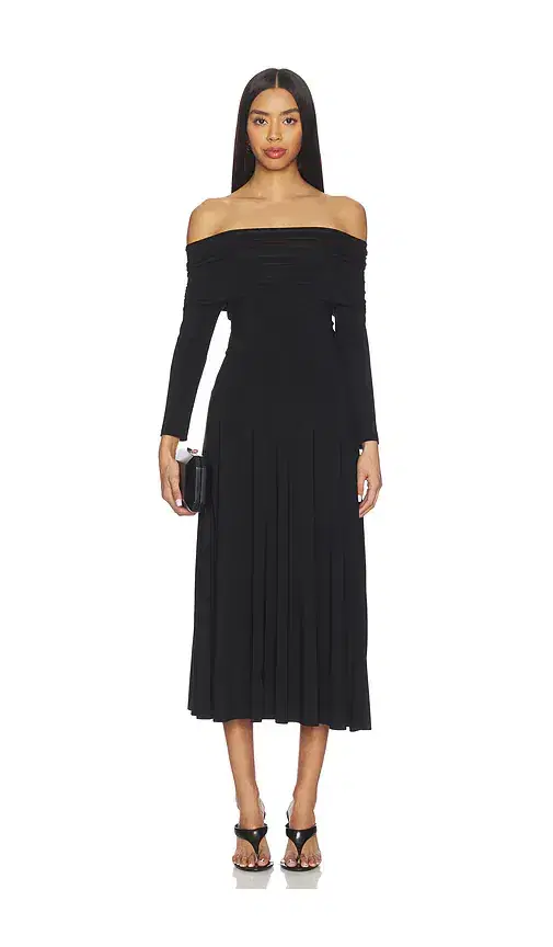 3/4 Sleeve Cowl Neck Flared Dress