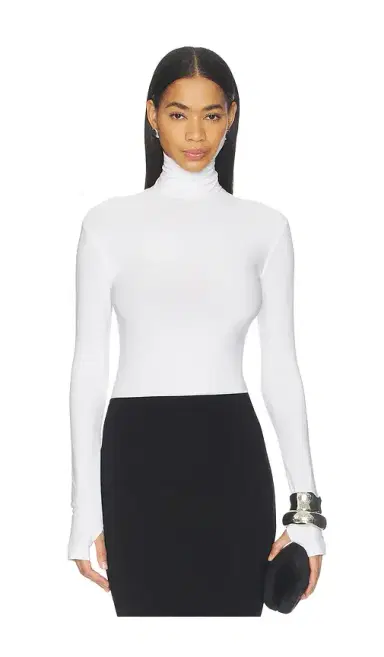 Norma Kamali Slim Fit Long Sleeve Turtle Top | Thumbnail 1