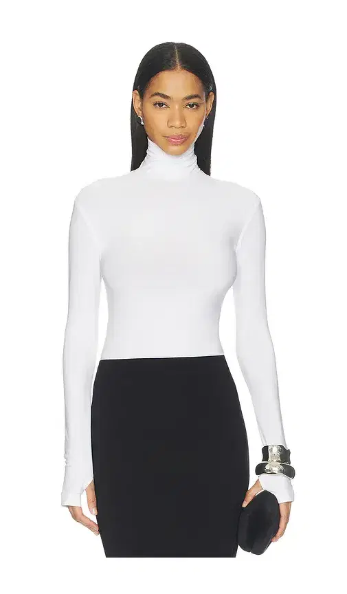 Norma Kamali Slim Fit Long Sleeve Turtle Top