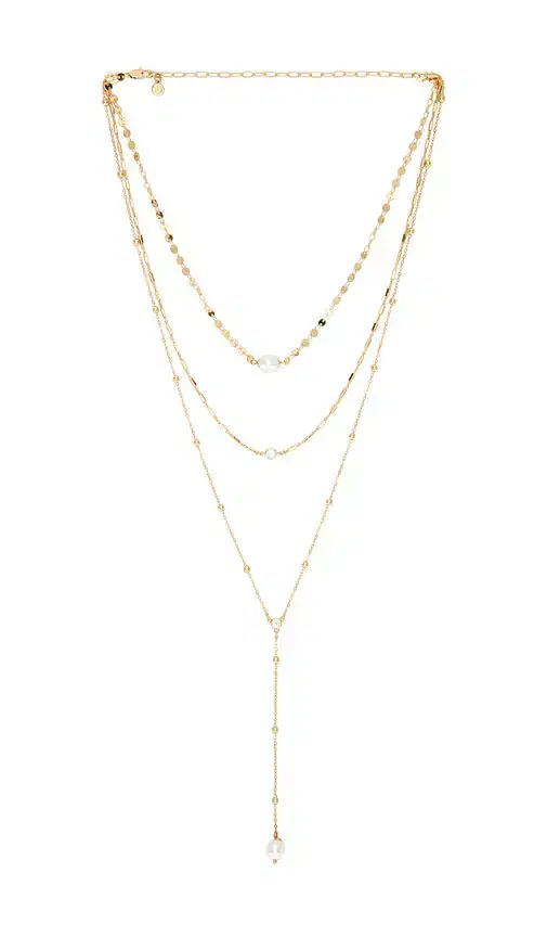 Ettika Multi-chain Pearl Lariat Necklace