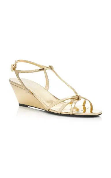 Prada Metallic Leather Wedge Sandals | Thumbnail 4 Prada Metallic Leather Wedge Sandals | Thumbnail 4