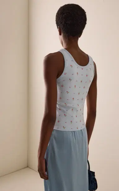 Prada Bouquet-Print Cotton Tank Top | Thumbnail 4