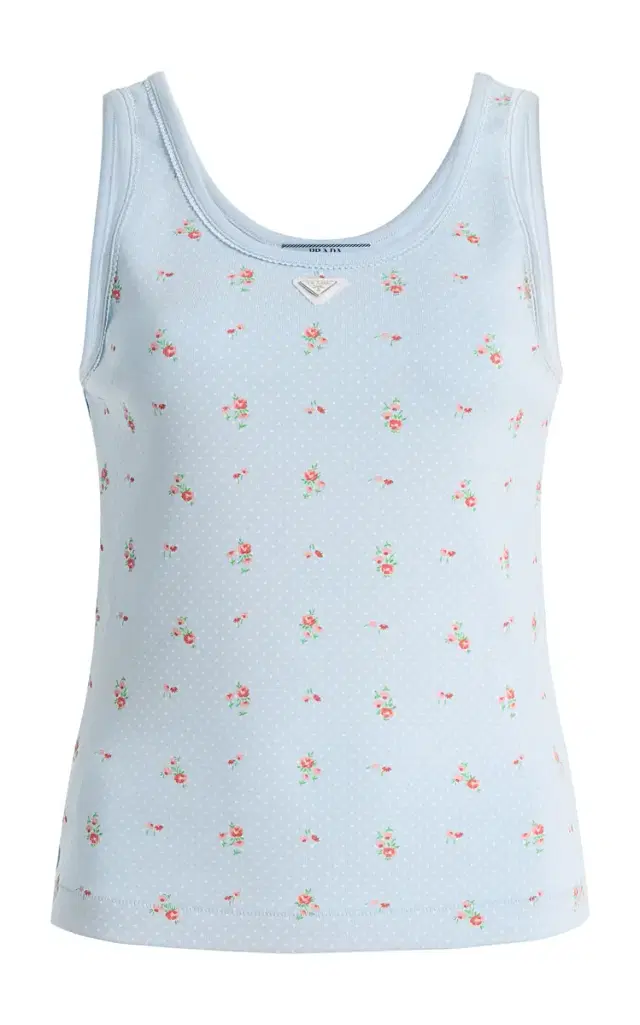 Bouquet-Print Cotton Tank Top