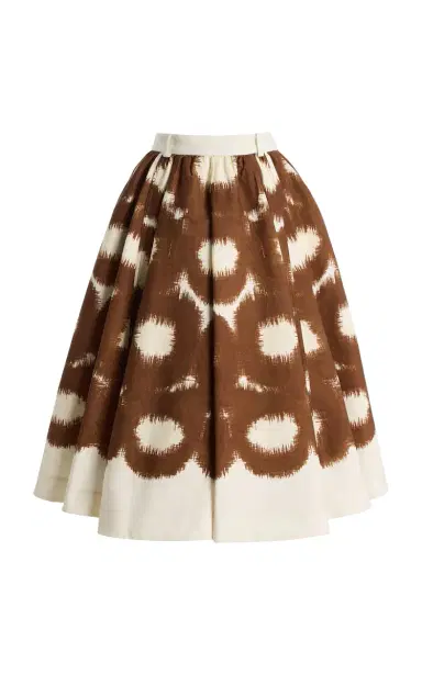 Prada Pleated Printed Cotton-Canvas Midi Skirt | Thumbnail 6 Prada Pleated Printed Cotton-Canvas Midi Skirt | Thumbnail 6