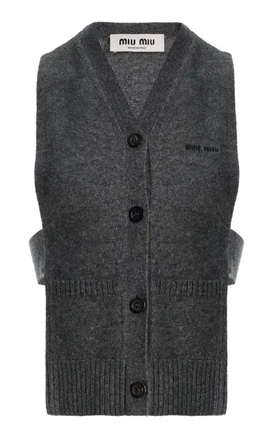 Miu Miu Cashmere Cardigan Vest | Thumbnail 1 Miu Miu Cashmere Cardigan Vest | Thumbnail 1
