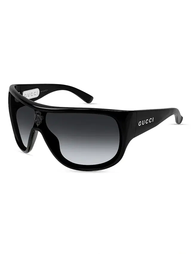 Gucci Men's Logo Shield Sunglasses - Black