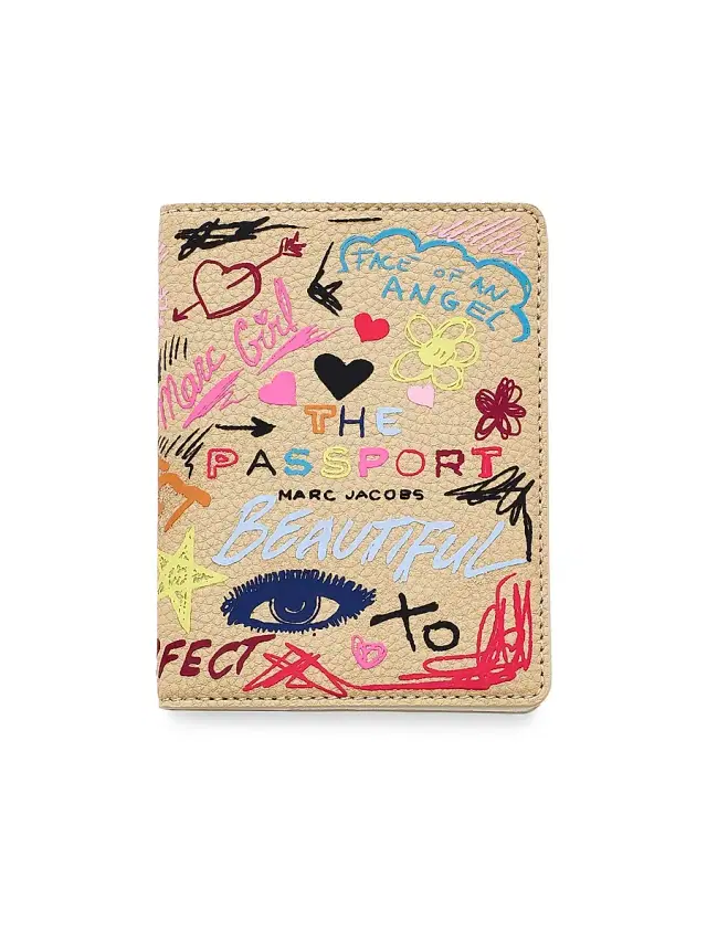 Marc Jacobs The Punk Scribble Passport Case - Beige Multi