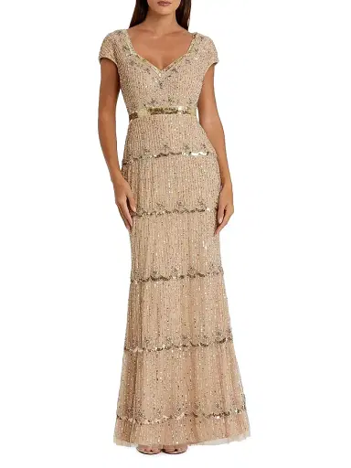 Mac Duggal Women's Petite Embellished Tulle Sweetheart Gown - Beige - Size Petite 12 | Thumbnail 1 Mac Duggal Women's Petite Embellished Tulle Sweetheart Gown - Beige - Size Petite 12 | Thumbnail 1