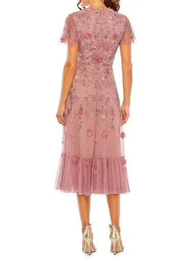 Mac Duggal Women's Embellished Tulle A-Line Midi-Dress - Berry | Thumbnail 2