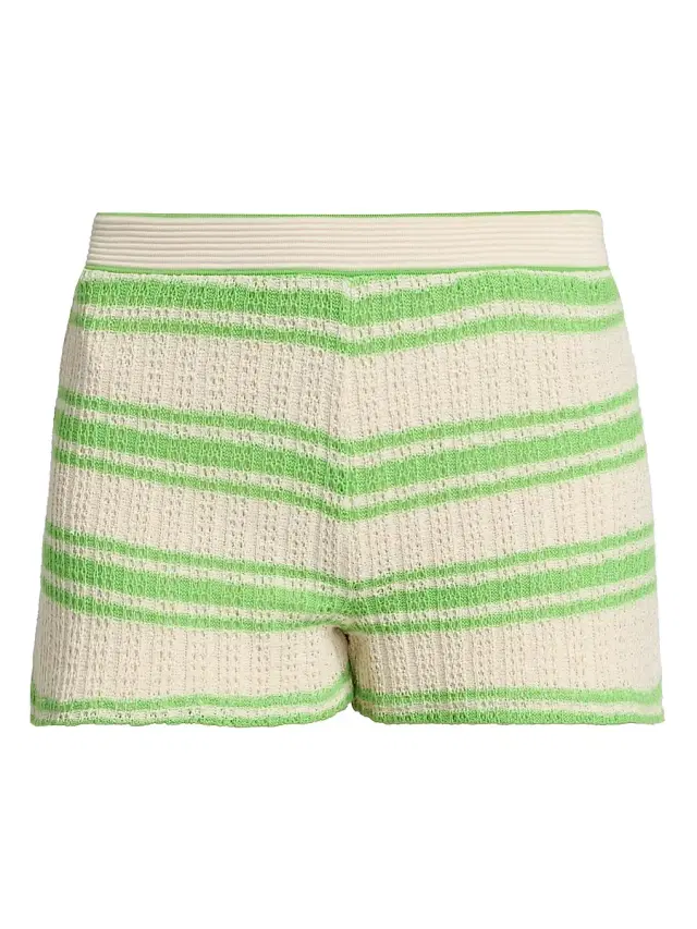 Ramy Brook Women's Olympia Striped Open-Knit Shorts - Bright Lime Stripe