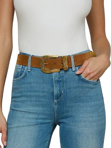 L'Agence Women's Otera Suede Belt - Cognac Suede - Size XL | Thumbnail 2 L'Agence Women's Otera Suede Belt - Cognac Suede - Size XL | Thumbnail 2