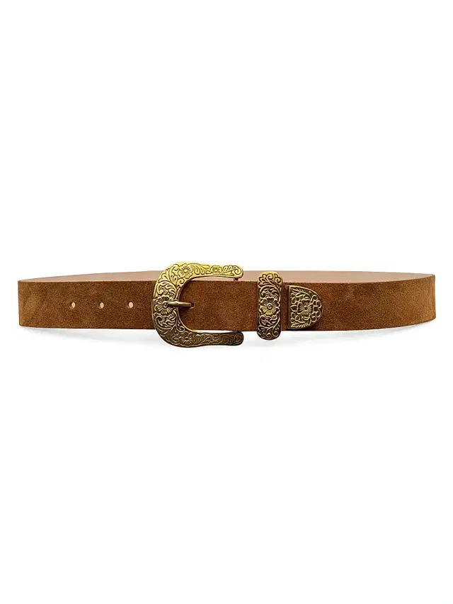 L'AGENCE Women's Otera Suede Belt - Cognac Suede