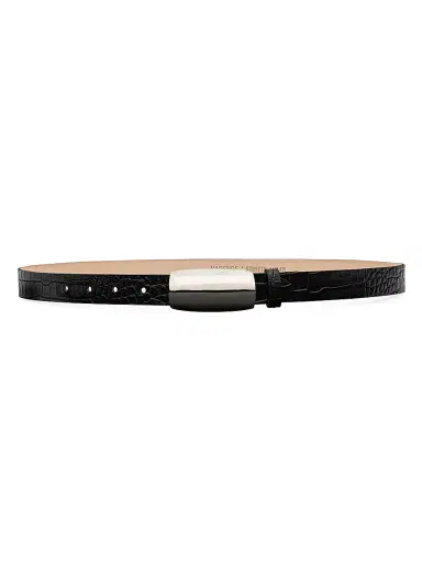 L'Agence Women's Marlowe Lizard-Embossed Leather Belt - Black Croc - Size XL | Thumbnail 1