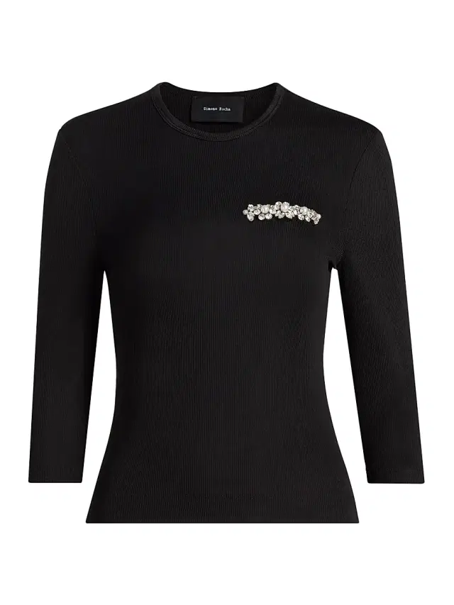 Women's Underpinning Embellished Top - Black Pearl Clear