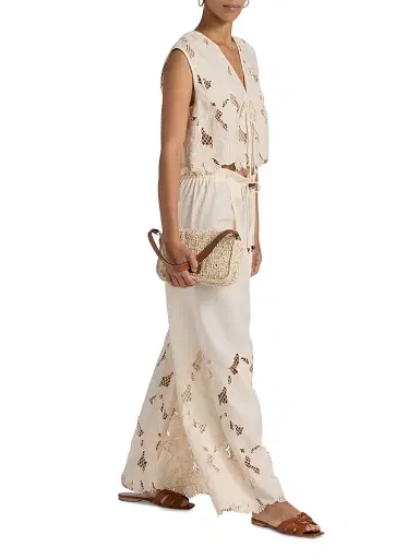 Sabina Musáyev Women's Sorrento Guipure Lace Vest - Ivory - Size XL | Thumbnail 2