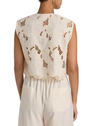 Sabina Musáyev Women's Sorrento Guipure Lace Vest - Ivory - Size XL | Thumbnail 5