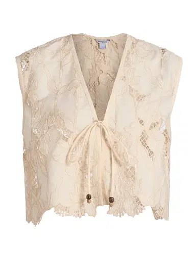 Sabina Musáyev Women's Sorrento Guipure Lace Vest - Ivory - Size XL | Thumbnail 1