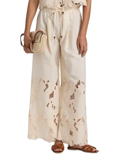 Sabina Musáyev Women's Miguel Poplin Drawstring Pants - Ivory - Size XL | Thumbnail 3