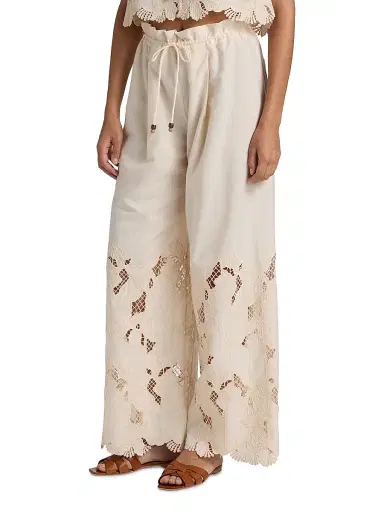 Sabina Musáyev Women's Miguel Poplin Drawstring Pants - Ivory - Size XL | Thumbnail 4