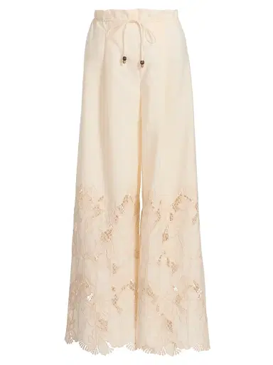 Sabina Musáyev Women's Miguel Poplin Drawstring Pants - Ivory - Size XL | Thumbnail 1