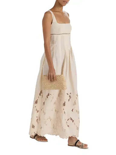 Sabina Musáyev Women's Amani Darted Poplin Maxi Dress - Ivory - Size Large | Thumbnail 2