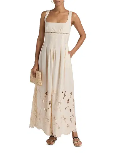Sabina Musáyev Women's Amani Darted Poplin Maxi Dress - Ivory - Size Large | Thumbnail 3