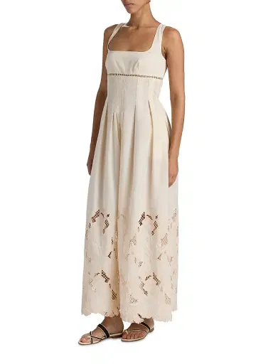 Sabina Musáyev Women's Amani Darted Poplin Maxi Dress - Ivory - Size Large | Thumbnail 4