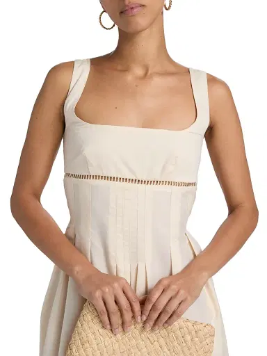 Sabina Musáyev Women's Amani Darted Poplin Maxi Dress - Ivory - Size Large | Thumbnail 6