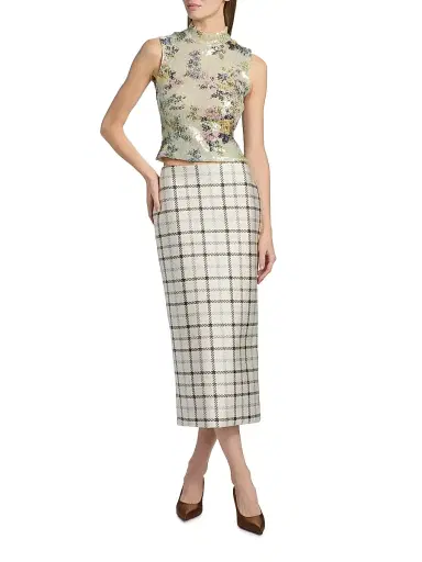Brandon Maxwell Women's Piper Floral Sequined Top - Green Floral | Thumbnail 2