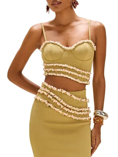 PatBo Women's Jade Asymmetric Embellished Crop Top - Green - Size XS | Thumbnail 4 PatBo Women's Jade Asymmetric Embellished Crop Top - Green - Size XS | Thumbnail 4