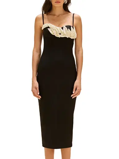 PatBo Women's Selene Appliqué Midi-Dress - Black - Size XS | Thumbnail 3