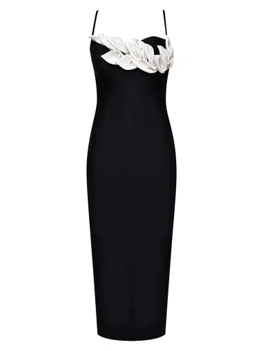 PatBo Women's Selene Appliqué Midi-Dress - Black - Size XS | Thumbnail 1