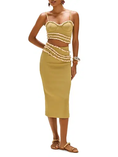 PatBo Women's Jade Knit Midi-Skirt - Green - Size XS | Thumbnail 2 PatBo Women's Jade Knit Midi-Skirt - Green - Size XS | Thumbnail 2