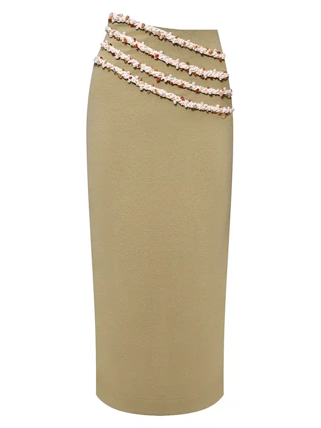 PatBO Women's Jade Knit Midi-Skirt - Green