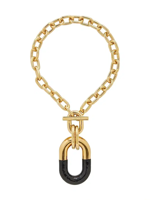 Women's  Link Goldtone Pendant Necklace - Black Light Gold