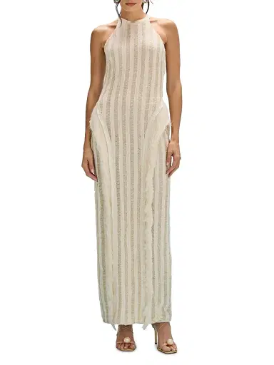 PatBo Women's Celeste Knit Halter Gown - Off White - Size Small | Thumbnail 3 PatBo Women's Celeste Knit Halter Gown - Off White - Size Small | Thumbnail 3