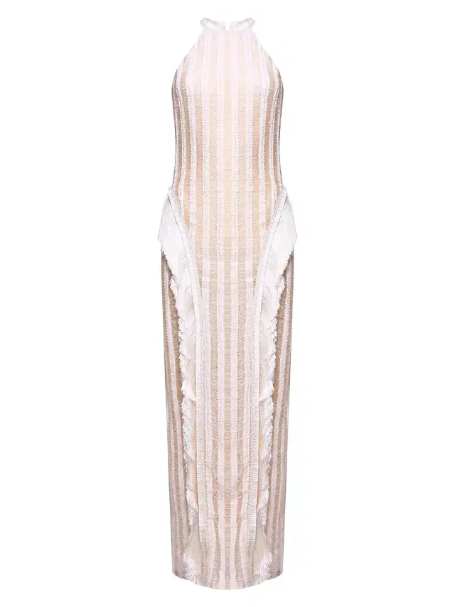 Women's Celeste Knit Halter Gown - Off White