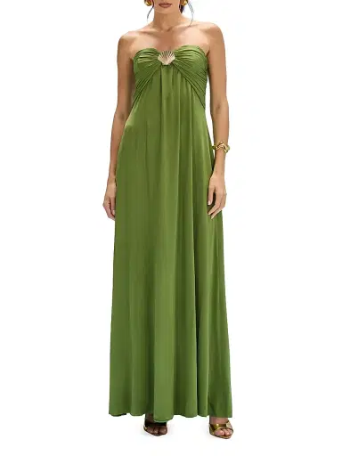 PatBo Women's Intensity Jersey Strapless Gown - Green - Size Small | Thumbnail 3