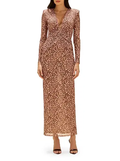 PatBo Women's Panthera Leopard-Print Tulle Maxi Dress - Brown - Size XS | Thumbnail 3