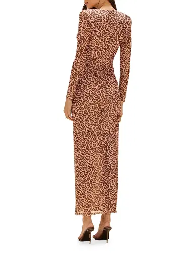 PatBo Women's Panthera Leopard-Print Tulle Maxi Dress - Brown - Size XS | Thumbnail 4