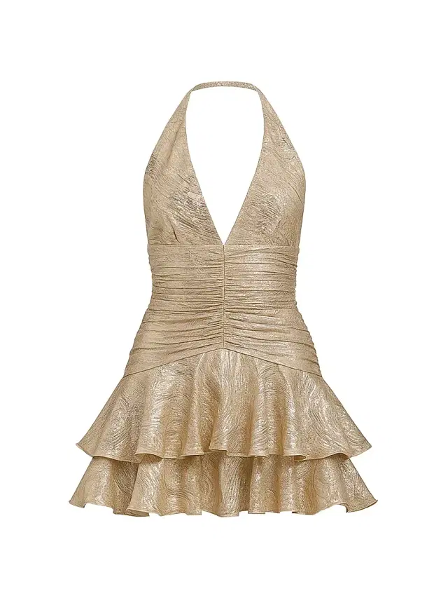 PatBO Women's Golden Dust Ruffle Minidress - Gold