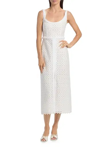 Giambattista Valli Women's Floral Macramé Midi-Dress - Ivory - Size 00 | Thumbnail 3