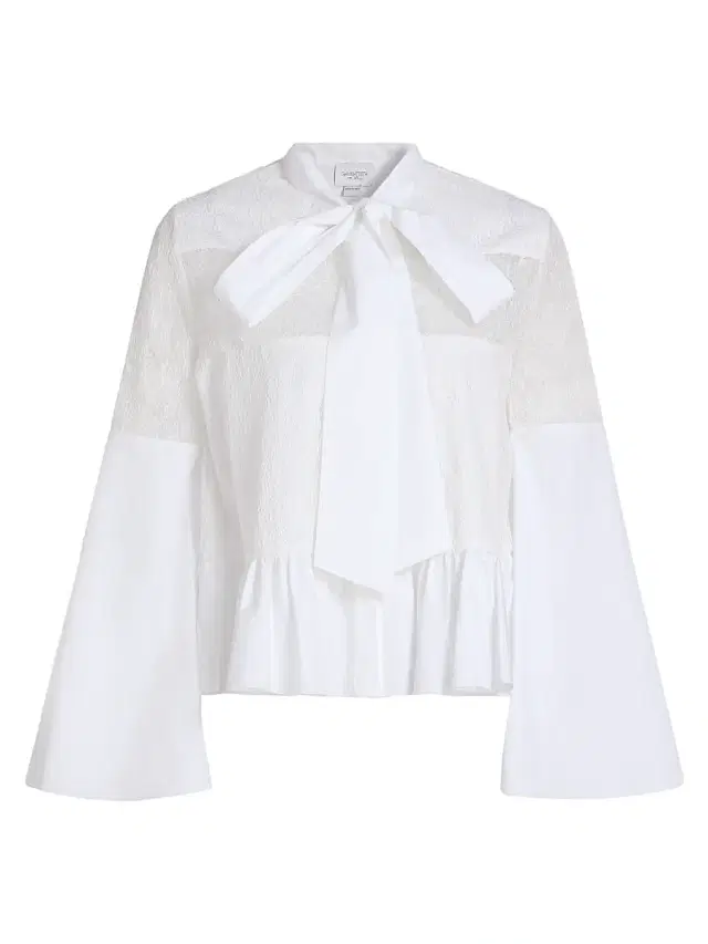 Women's Lace-Trimmed Cotton Blouse - Off White