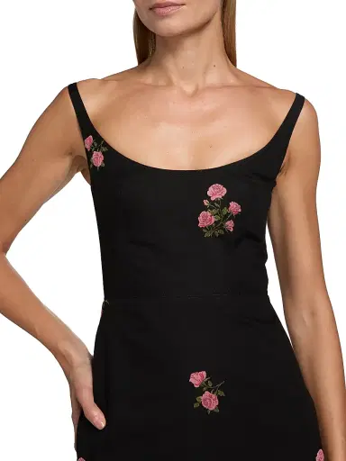 Giambattista Valli Women's Floral Fil Coupé Cotton Minidress - Black Multi - Size 0 | Thumbnail 6 Giambattista Valli Women's Floral Fil Coupé Cotton Minidress - Black Multi - Size 0 | Thumbnail 6