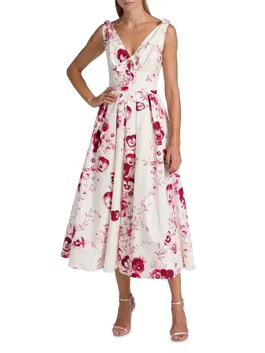 Giambattista Valli Women's Floral Cotton Poplin Midi-Dress - Ivory Multi | Thumbnail 3 Giambattista Valli Women's Floral Cotton Poplin Midi-Dress - Ivory Multi | Thumbnail 3