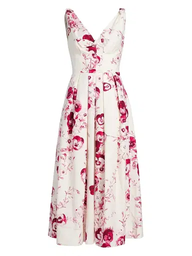 Giambattista Valli Women's Floral Cotton Poplin Midi-Dress - Ivory Multi | Thumbnail 1 Giambattista Valli Women's Floral Cotton Poplin Midi-Dress - Ivory Multi | Thumbnail 1