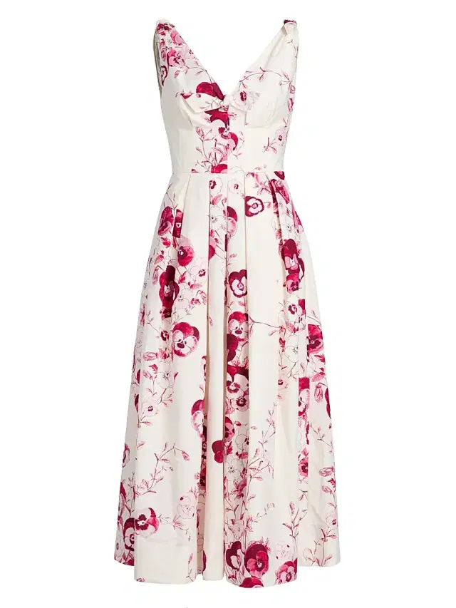 Women's Floral Cotton Poplin Midi-Dress - Multi