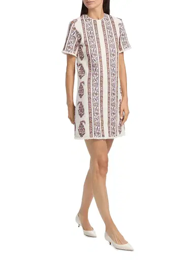 Giambattista Valli Women's Floral-Striped Bouclé Minidress - Ivory Multi - Size 00 | Thumbnail 2